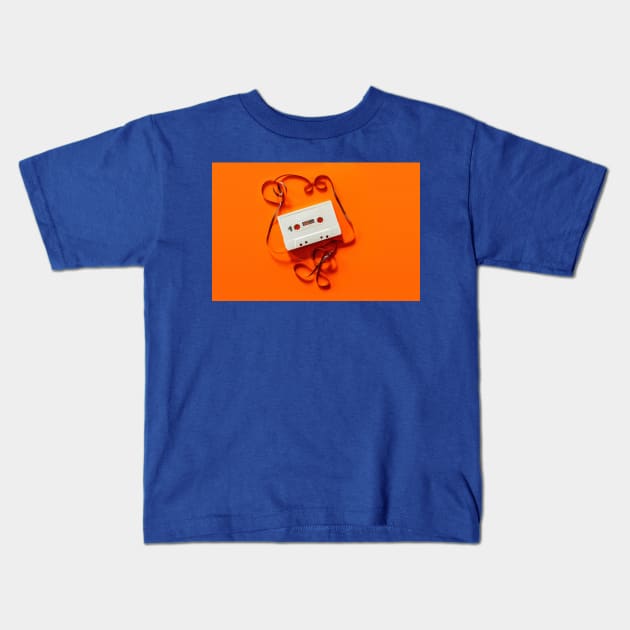 Orange Cassette Kids T-Shirt by Realms.World